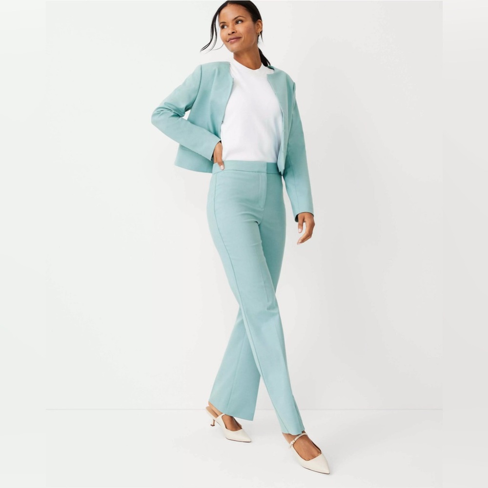 Ann Taylor Petite High Rise Trouser Pant Texture Peacock TealMelange Size 6 NWOT